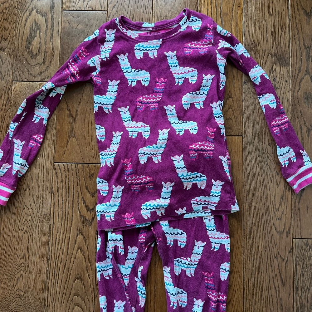 Hatley - Girls Purple Llama Pajama Set - Size 7
